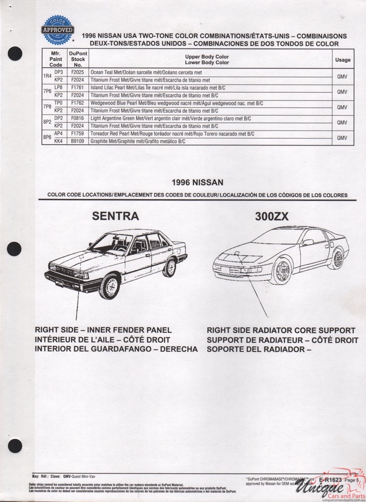 1996 Nissan Paint Charts DuPont 4